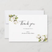 White Magnolia Floral Elegant Formal Wedding Bedankkaart (Voorkant)
