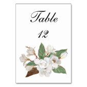 White Magnolia Floral Elegant Wedding Table Number Kaart (Voorkant)