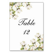 White Magnolia Floral Elegant Wedding Table Number Kaart (Voorkant)