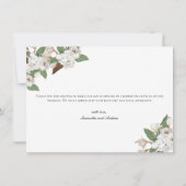 White Magnolia Floral Flowers Greenery Wedding Bedankkaart (Achterkant)