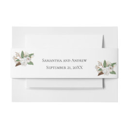 White Magnolia Floral Formal Classic Wedding Uitnodigingen Wikkel