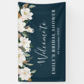 white magnolia floral vrijgezellenfeest welkom spandoek (Verticaal)