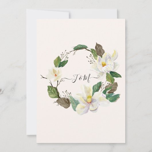 White Magnolia Floral Waterverf Foliage Grey Kaart (Achterkant)