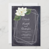 White Magnolia Floral Wedding Kaart (Voorkant)