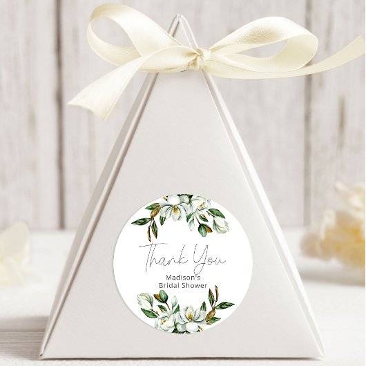 White Magnolia Floral Wedding Ronde Sticker