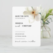 White Magnolia Floral Wedding Save the Date Kaart (Staand voorkant)