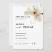 White Magnolia Floral Wedding Save the Date Kaart (Voorkant)