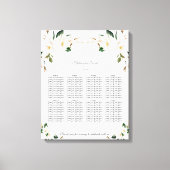 White Magnolia Floral Wedding Seating Chart Canvas Afdruk (Voorkant)