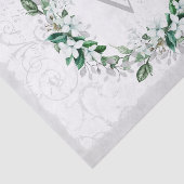 White Magnolia Floral Wreatmonogram Tissuepapier (Detail)