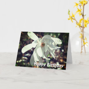 White Magnolia Flower Birthday Kaart