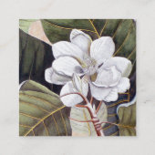 White Magnolia Flower  Botanical Vierkante Visitekaartje (Achterkant)
