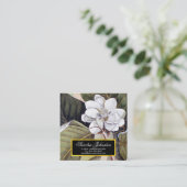 White Magnolia Flower  Botanical Vierkante Visitekaartje (Staand voorkant)