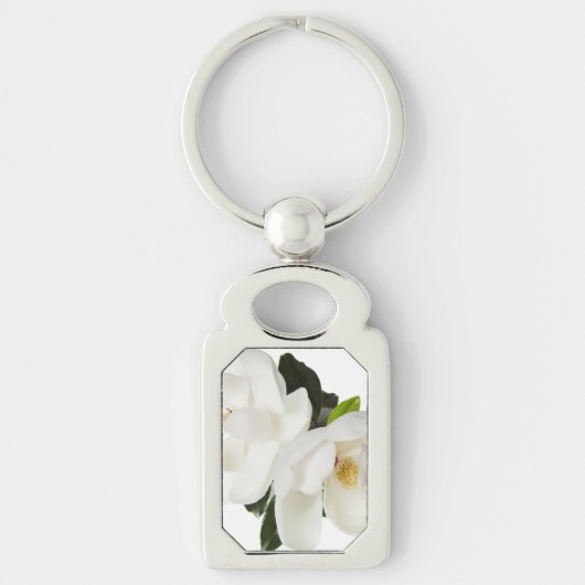 White Magnolia Flower Magnolias Floral Flowers Sleutelhanger (Voorkant)