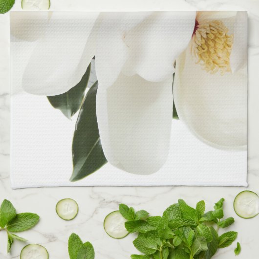 White Magnolia Flower Magnolias Floral Flowers Theedoek (Gevouwen)