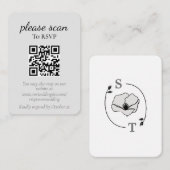 White Magnolia Flower Monogram RSVP Informatiekaartje (Voorkant / Achterkant)