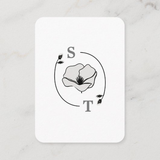 White Magnolia Flower Monogram RSVP Informatiekaartje (Achterkant)
