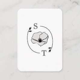 White Magnolia Flower Monogram RSVP Informatiekaartje