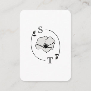 White Magnolia Flower Monogram RSVP Informatiekaartje