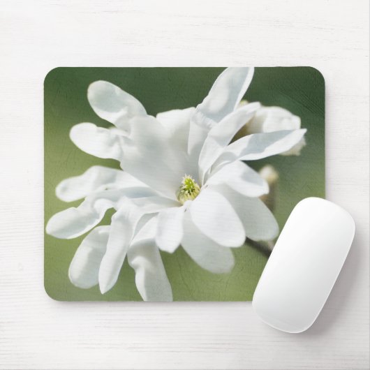 White Magnolia Flower Muismat (Met muis)