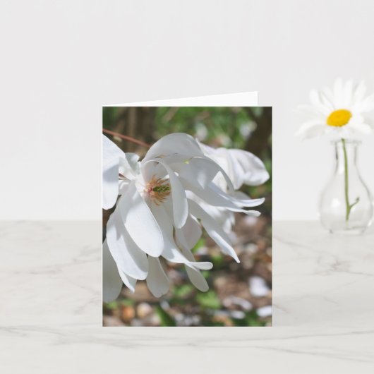 White Magnolia Flower Personalized Note Kaart (Kleine Plant)