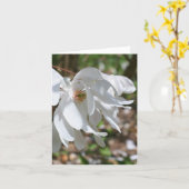 White Magnolia Flower Personalized Note Kaart (Gele Bloem)