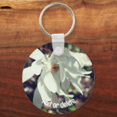 White Magnolia Flower Personalized Sleutelhanger (Voorkant)