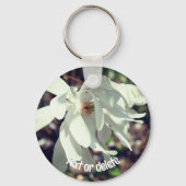 White Magnolia Flower Personalized Sleutelhanger (Achterkant)