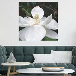 White Magnolia Flower Photographic Botanical Canvas Afdruk