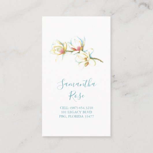White Magnolia Flower Professional Custom Visitekaartje (Voorkant)