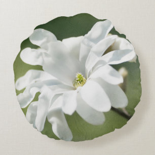 White Magnolia Flower Rond Kussen