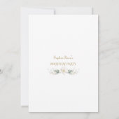 White Magnolia Flowers Gold 50th Birthday Kaart (Achterkant)