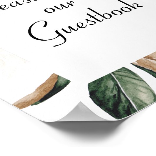 white magnolia flpwers bruiloft guestbook poster (Hoek)