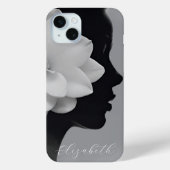 White Magnolia Girl Silhouette Monochromatic Case-Mate iPhone Case (Achterkant)