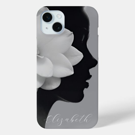 White Magnolia Girl Silhouette Monochromatic Case-Mate iPhone Case (Achterkant)