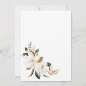 White Magnolia & Gold Floral Minimal Wedding Kaart (Achterkant)