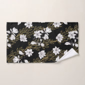 White Magnolia Gold Vines Black Bad Handdoek (Handdoek)