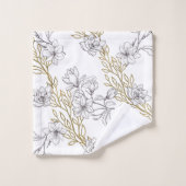 White Magnolia Gold Vines White Bad Handdoek (Wasdoekje)