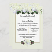 White Magnolia Greenery Floral Wedding Invitation Kaart (Voorkant / Achterkant)