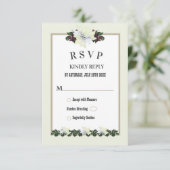 White Magnolia Greenery Floral Wedding RSVP Card Kaart (Staand voorkant)