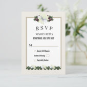 White Magnolia Greenery Floral Wedding RSVP Card Kaart (Staand voorkant)