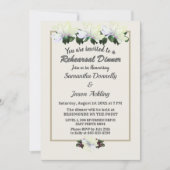 White Magnolia Greenery Wedding Rehearsal Dinner Kaart (Voorkant)