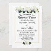 White Magnolia Greenery Wedding Rehearsal Dinner Kaart (Voorkant / Achterkant)