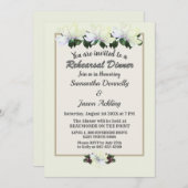 White Magnolia Greenery Wedding Rehearsal Dinner Kaart (Voorkant / Achterkant)