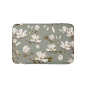 White Magnolia Grove Laurel Green Elegant Floral Badmat (Voorkant)