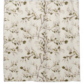 White Magnolia Grove on Cream Elegant Floral  Douchegordijn (Voorkant)