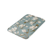 White Magnolia Grove on Duck Blue Elegant Floral  Badmat (Gekanteld)