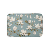 White Magnolia Grove on Duck Blue Elegant Floral  Badmat (Voorkant)