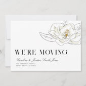 White Magnolia Illustration Modern Minimal Moving Aankondiging (Voorkant)