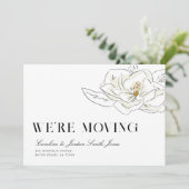 White Magnolia Illustration Modern Minimal Moving Aankondiging (Staand voorkant)