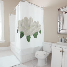 White Magnolia Magnolias Shower Curtain